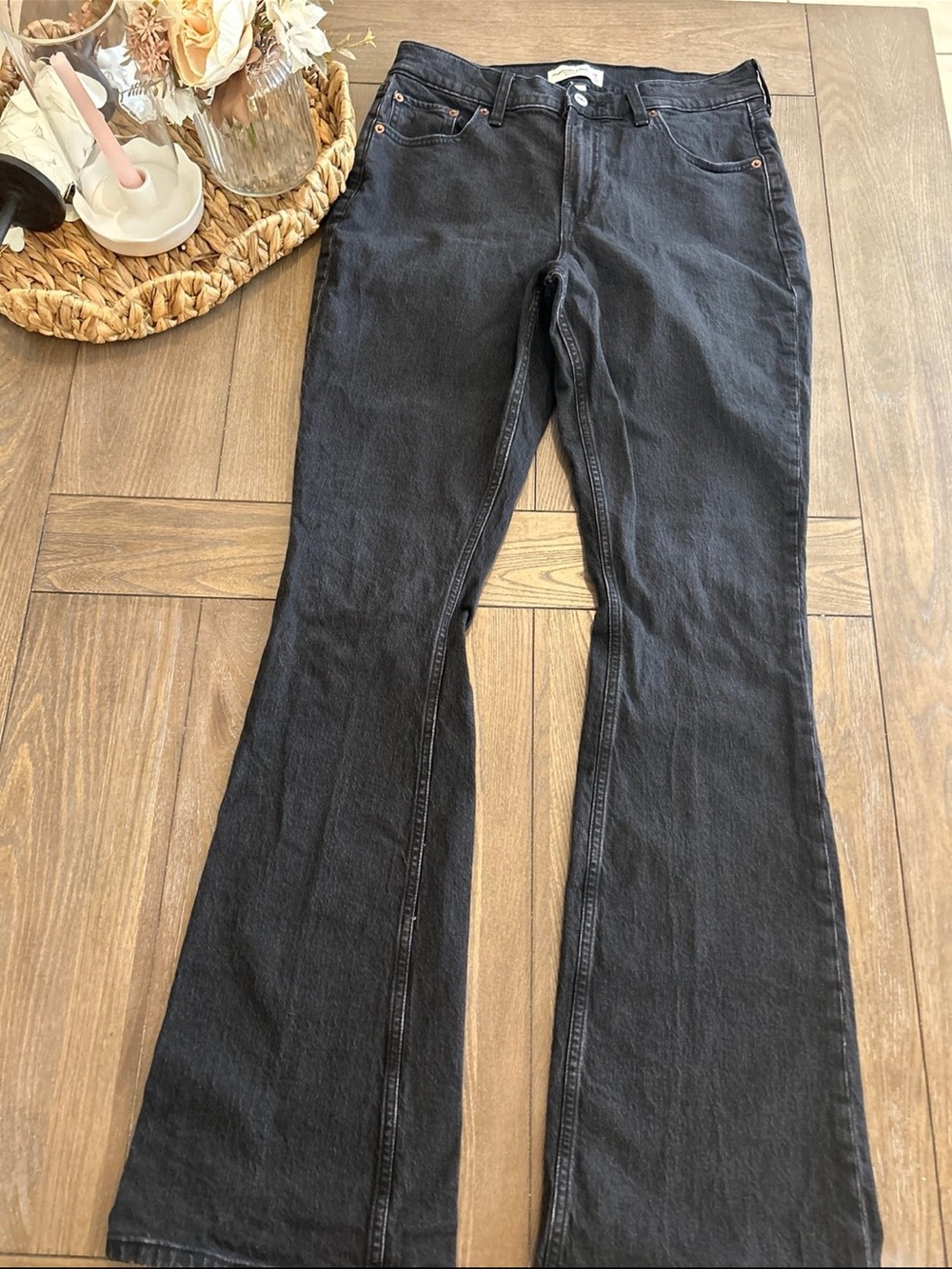 Abercrombie & Fitch Black Flare Wide-Leg Jeans